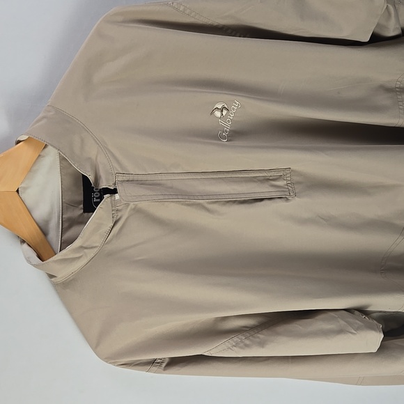 Roche Men's Long Sleeve Tan Windbreaker Golf Jacket Shirt Sz Large - Picture 2 of 11